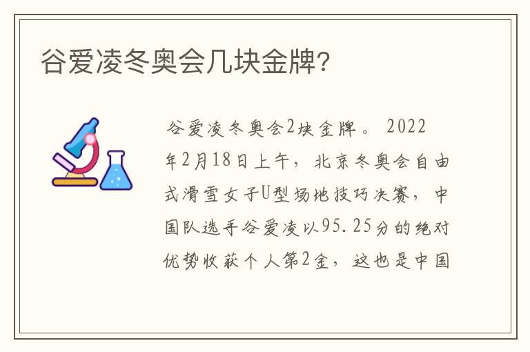 谷爱凌冬奥会几块金牌?