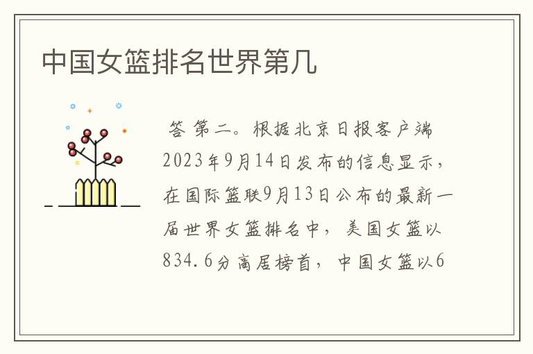 中国女篮排名世界第几