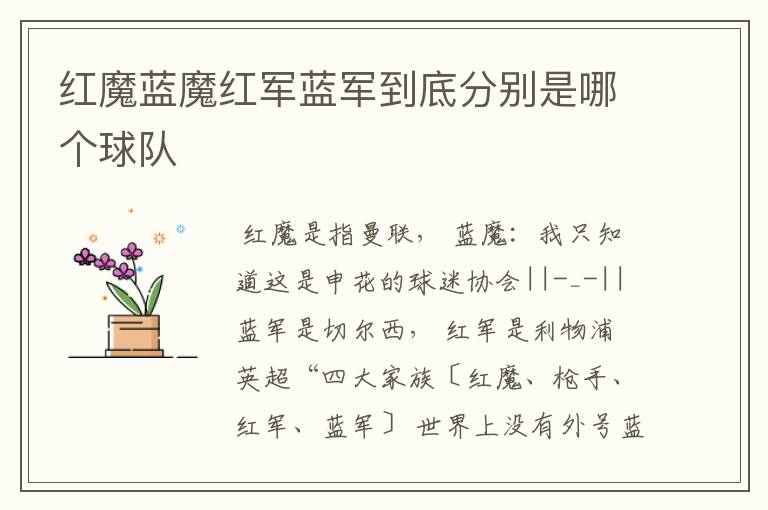 红魔蓝魔红军蓝军到底分别是哪个球队