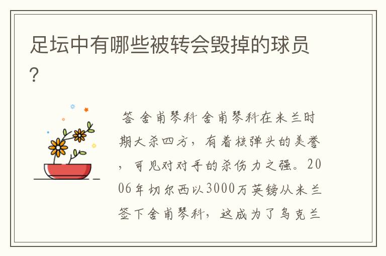 足坛中有哪些被转会毁掉的球员？