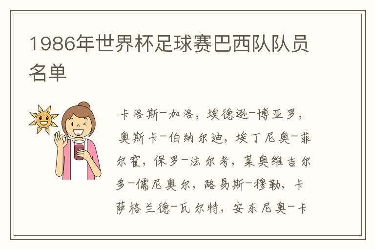 1986年世界杯足球赛巴西队队员名单