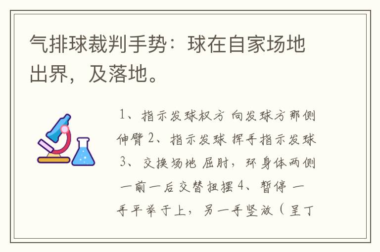 气排球裁判手势:球在自家场地出界,及落地。