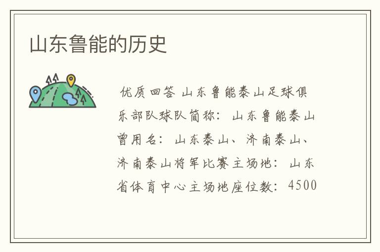 山东鲁能的历史