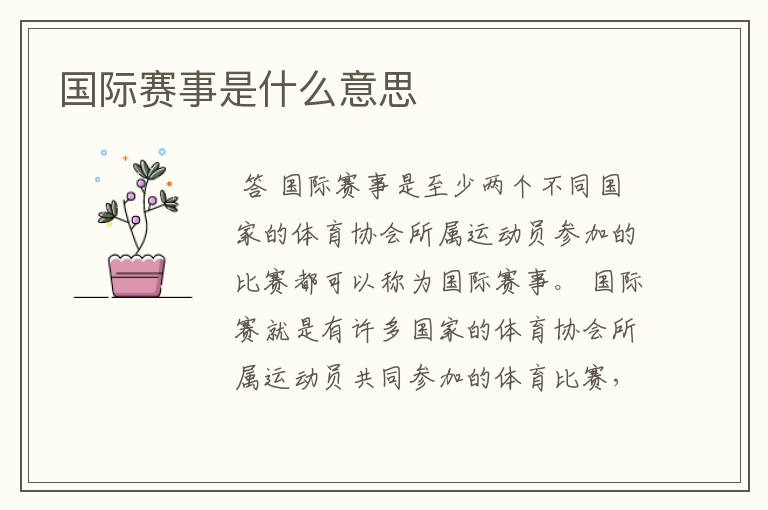 国际赛事是什么意思