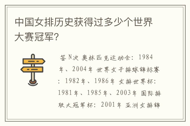 中国女排历史获得过多少个世界大赛冠军?