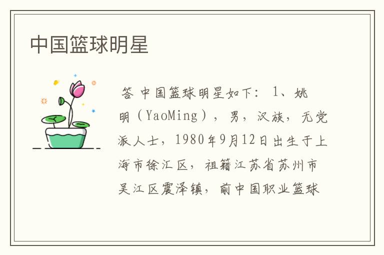 中国篮球明星