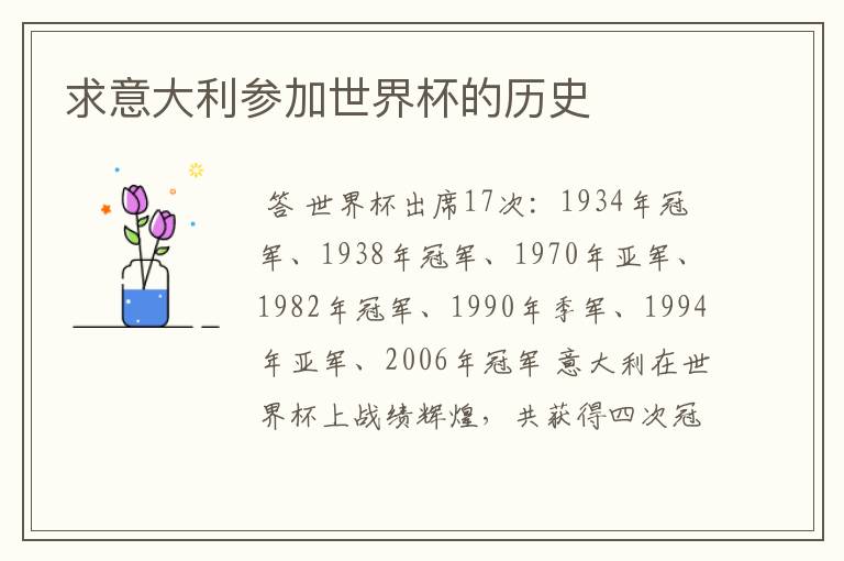 求意大利参加世界杯的历史