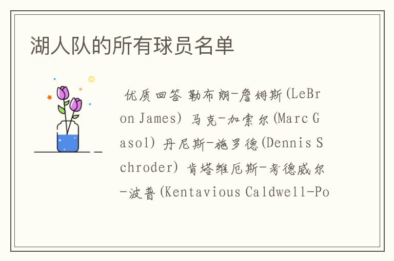 湖人队的所有球员名单