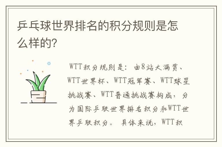 乒乓球世界排名的积分规则是怎么样的?