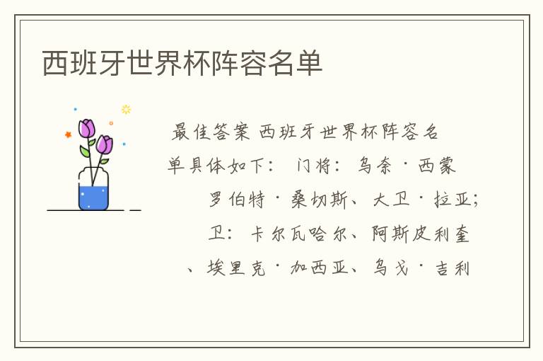 西班牙世界杯阵容名单