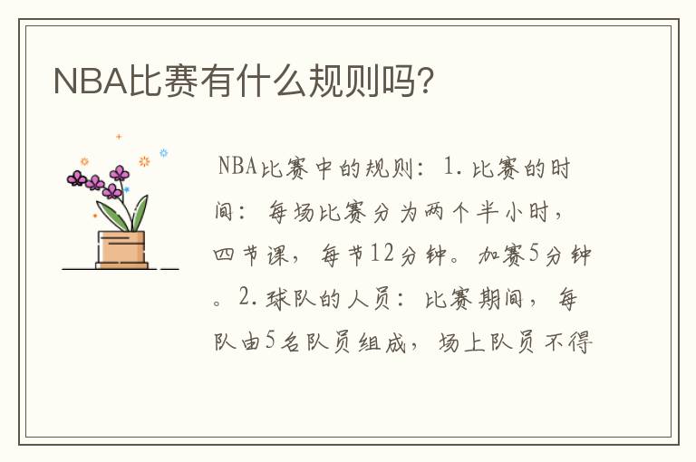 NBA比赛有什么规则吗?