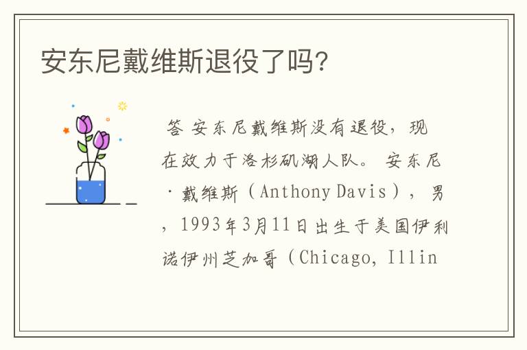 安东尼戴维斯退役了吗?