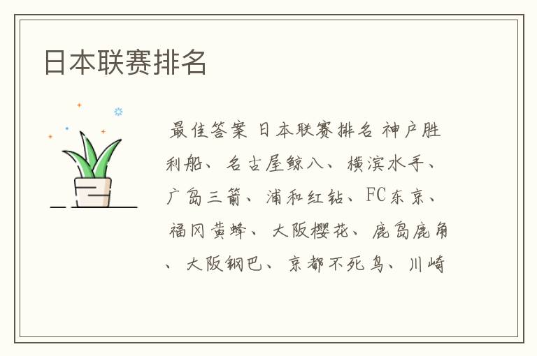 日本联赛排名