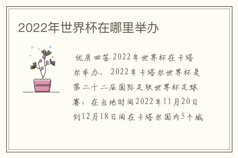 2022年世界杯在哪里举办