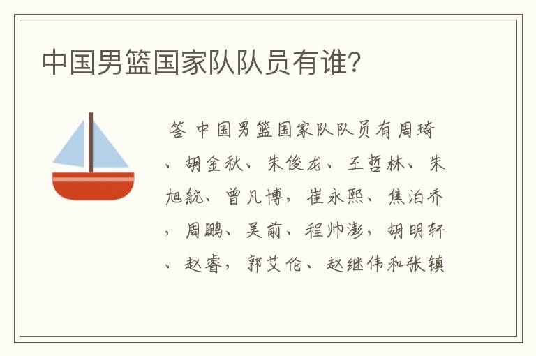 中国男篮国家队队员有谁?