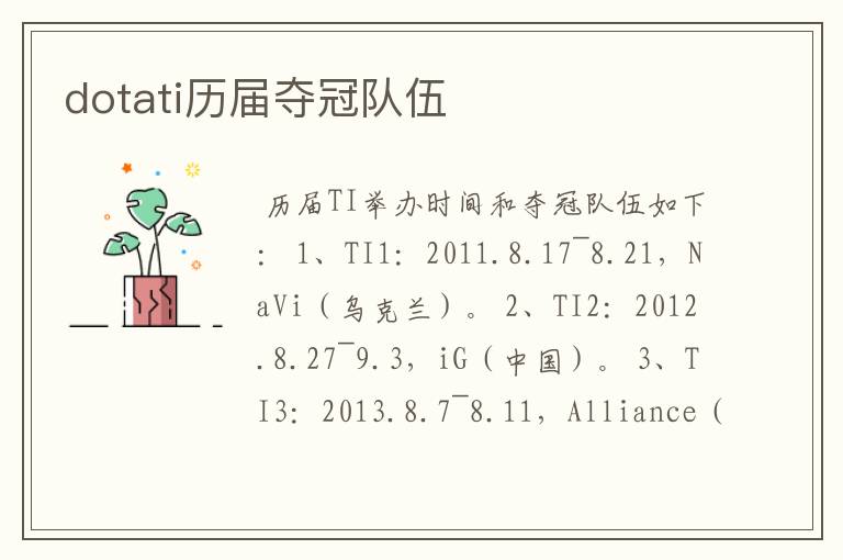 dotati历届夺冠队伍