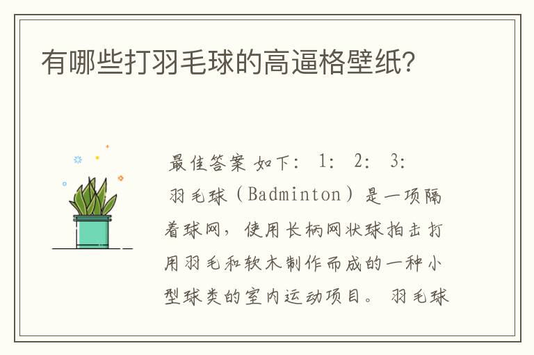 有哪些打羽毛球的高逼格壁纸？