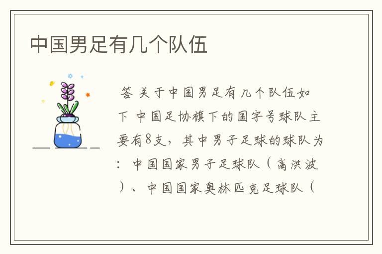 中国男足有几个队伍