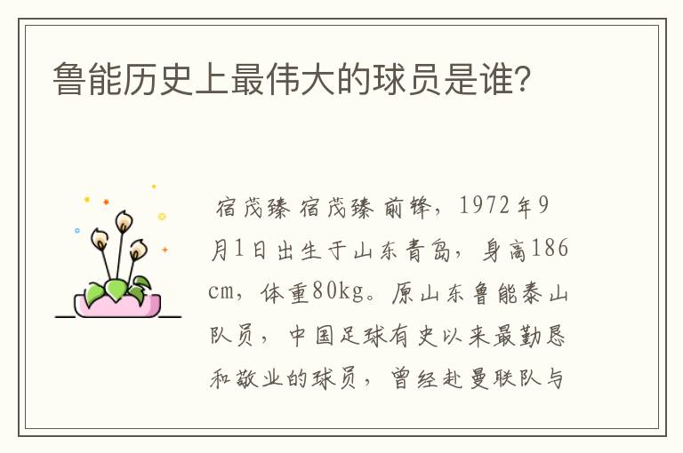 鲁能历史上最伟大的球员是谁?