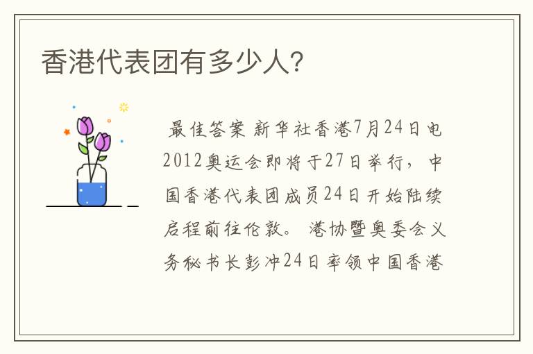 香港代表团有多少人?