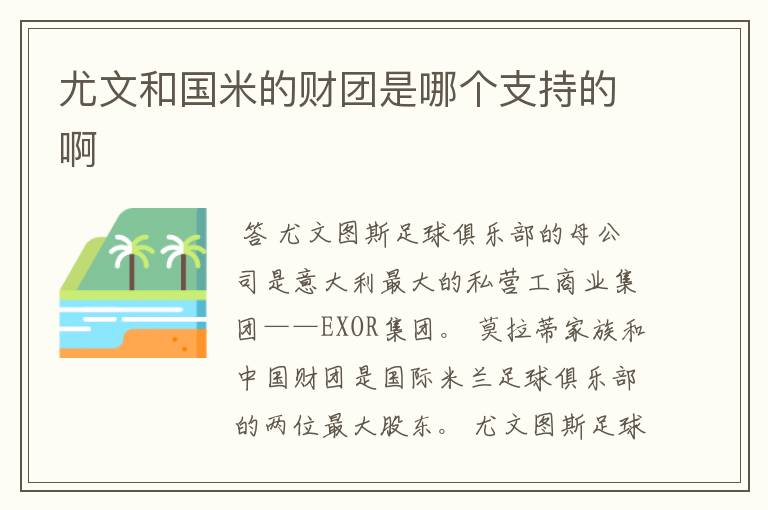 尤文和国米的财团是哪个支持的啊