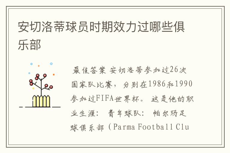 安切洛蒂球员时期效力过哪些俱乐部