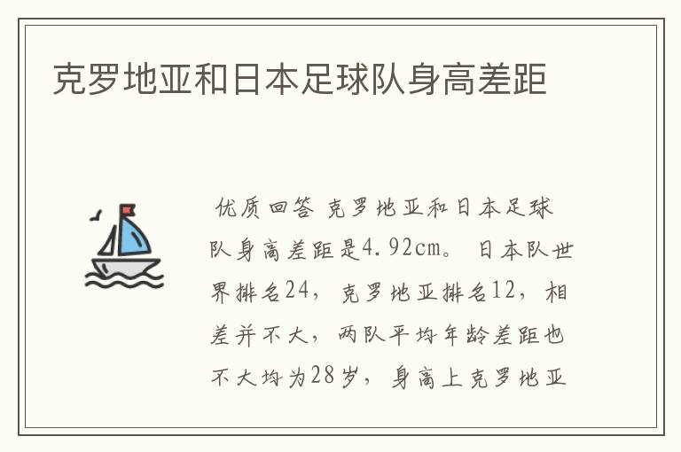 克罗地亚和日本足球队身高差距