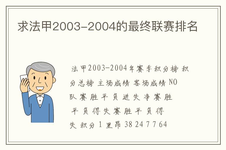 求法甲2003-2004的最终联赛排名