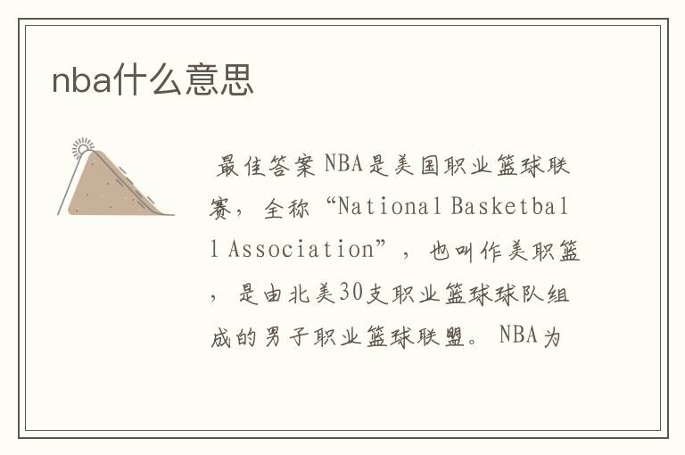 nba什么意思