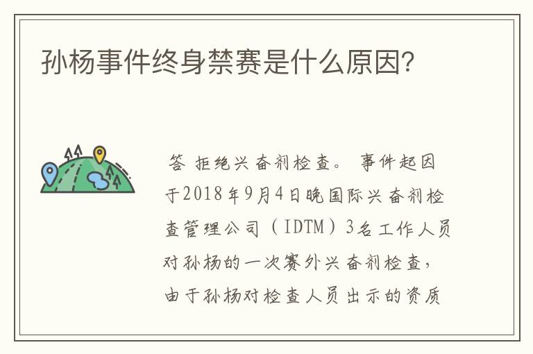 孙杨事件终身禁赛是什么原因?