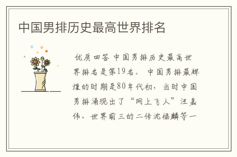 中国男排历史最高世界排名