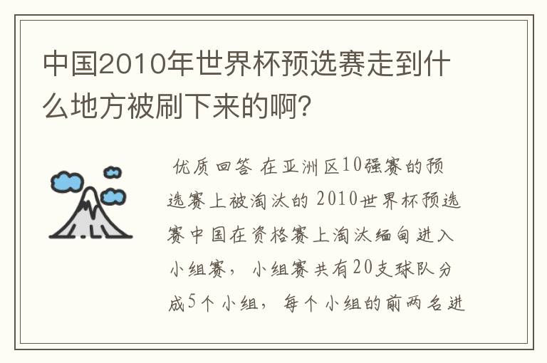中国2010年世界杯预选赛走到什么地方被刷下来的啊?
