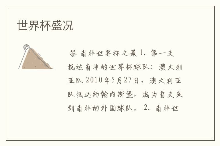 世界杯盛况