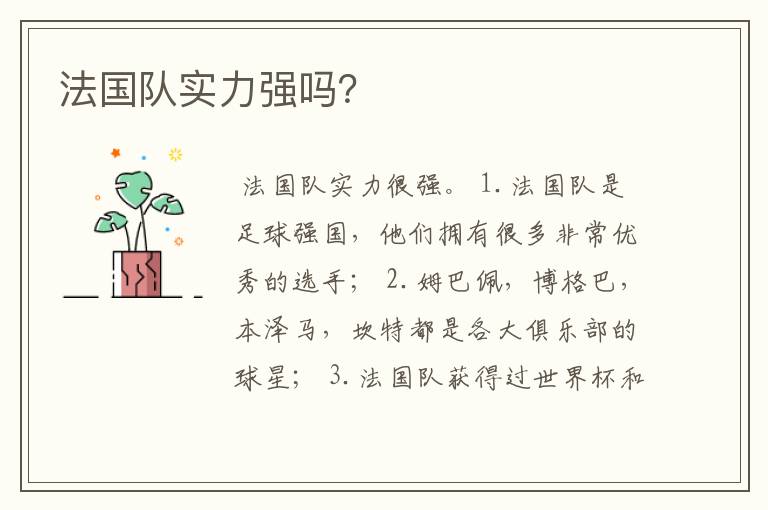 法国队实力强吗?