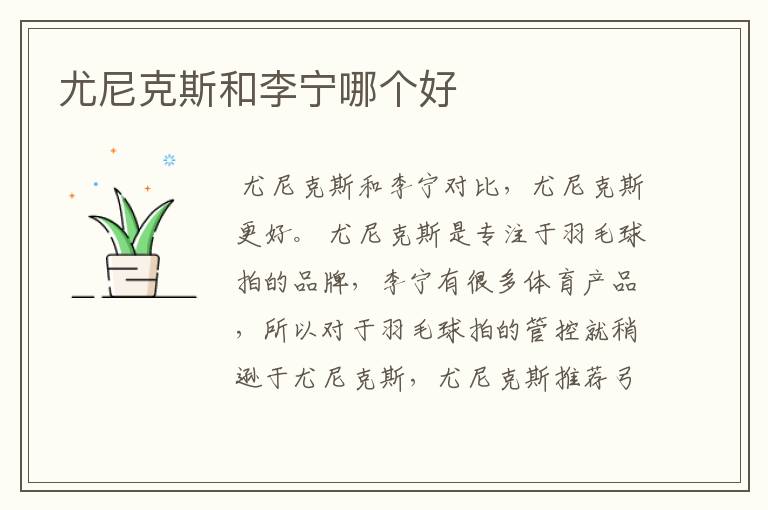 尤尼克斯和李宁哪个好