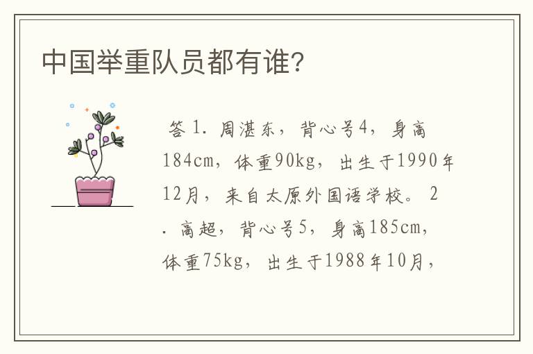 中国举重队员都有谁?