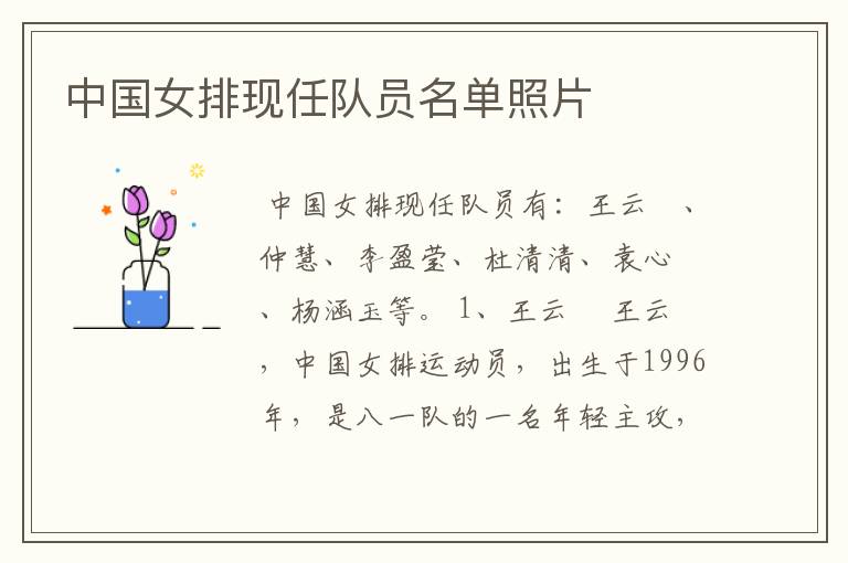 中国女排现任队员名单照片