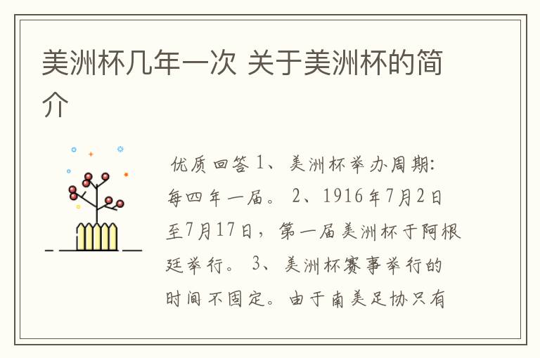 美洲杯几年一次 关于美洲杯的简介
