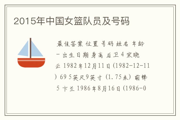2015年中国女篮队员及号码