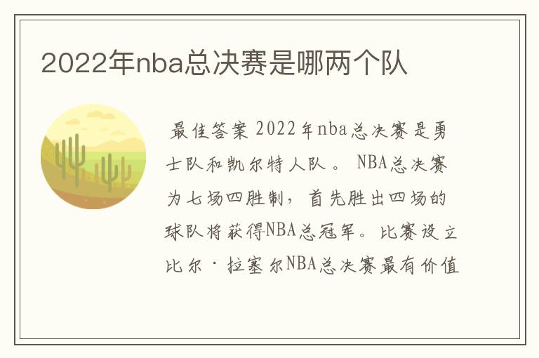 2022年nba总决赛是哪两个队