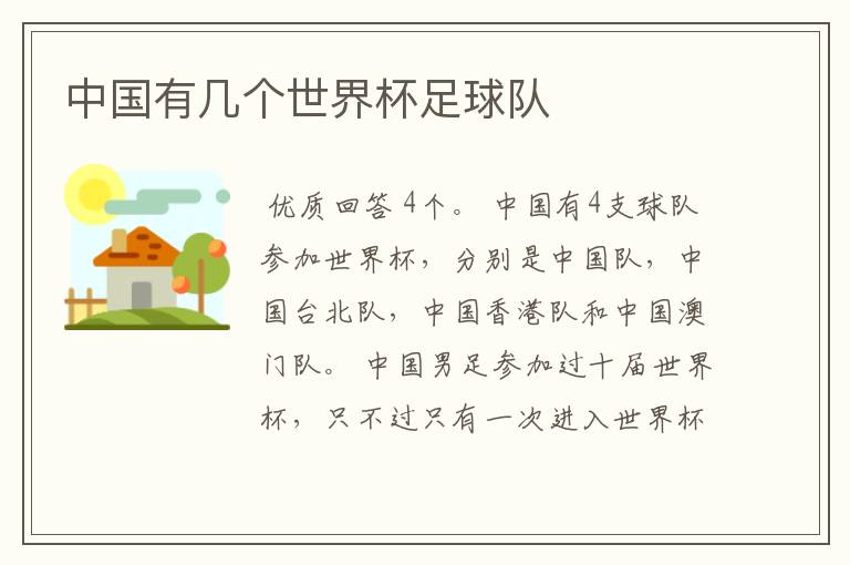 中国有几个世界杯足球队