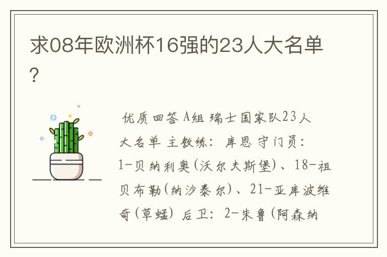 求08年欧洲杯16强的23人大名单？