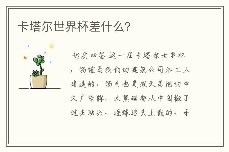 卡塔尔世界杯差什么?