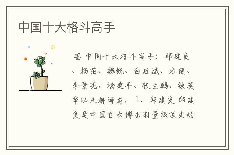 中国十大格斗高手