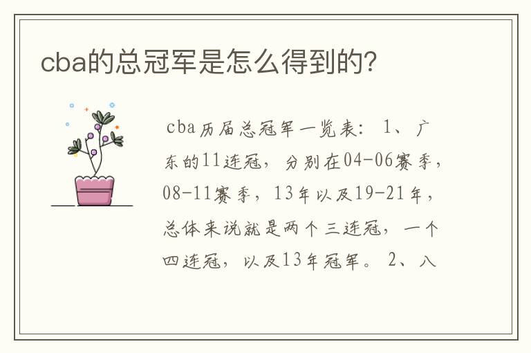 cba的总冠军是怎么得到的？