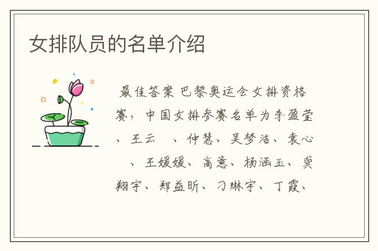 女排队员的名单介绍