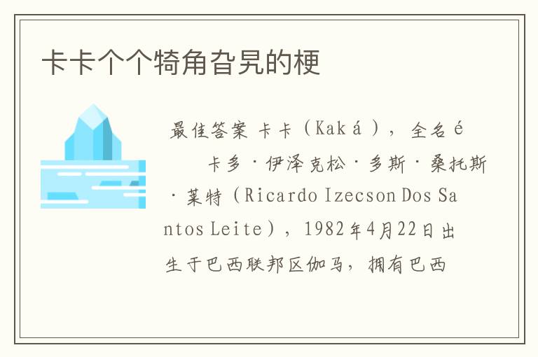 卡卡个个犄角旮旯的梗
