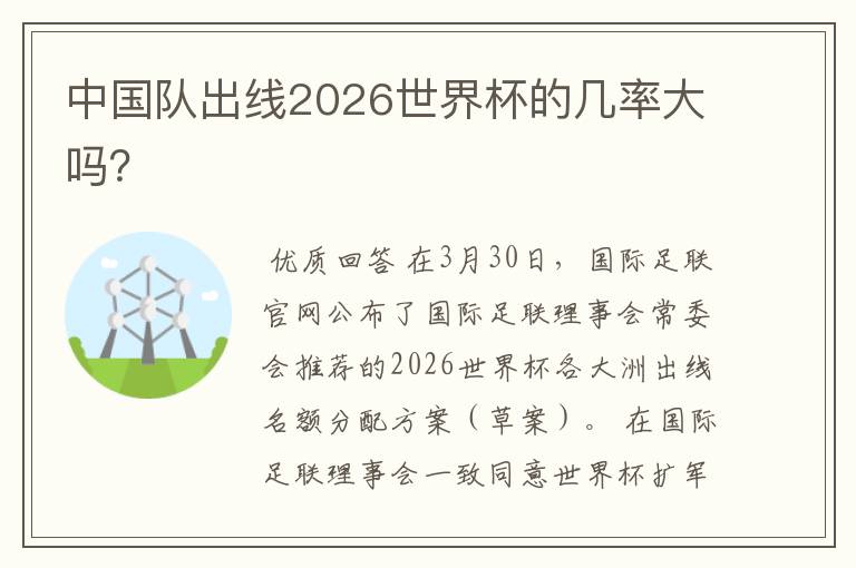 中国队出线2026世界杯的几率大吗?