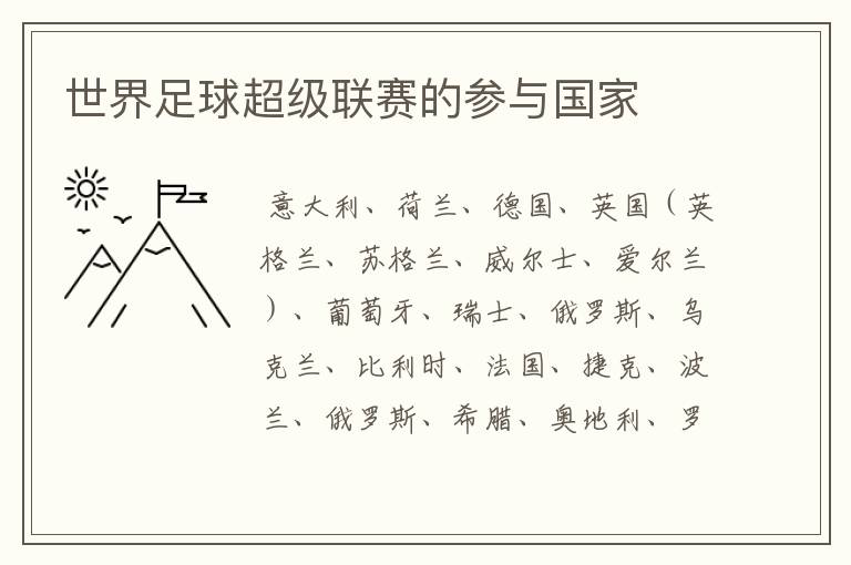 世界足球超级联赛的参与国家