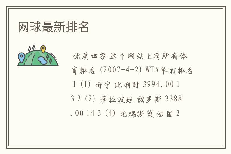 网球最新排名